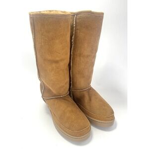 Minnetonka Womens Size 7 Beige Tan Sheepskin Sherpa Fur Lined Boot Calf